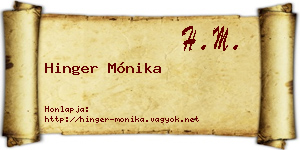Hinger Mónika névjegykártya